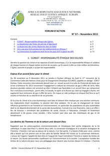 FORUM D ACTION N° 57 – Novembre 2011 1. CLIMAT : RESPONSABILITÉ ...
