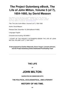 The Life of John Milton, Volume 5 (of 7), 1654-1660