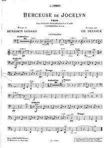 Partition basse , partie (ad lib.), Jocelyn, Op.100, Godard, Benjamin