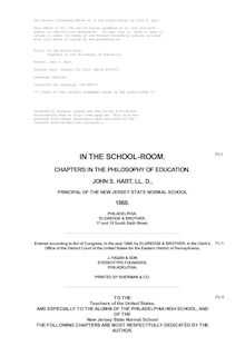 In the School-Room - Chapters in the Philosophy of Education