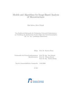 Models and algorithms for image-based analysis of microstructures [Elektronische Ressource] / Oliver Wirjadi