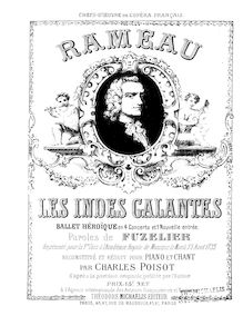 Partition complète, Les Indes galantes, Opéra-ballet, Rameau, Jean-Philippe