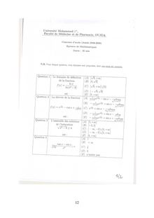 FMedecine Oujda Maths FR 2008