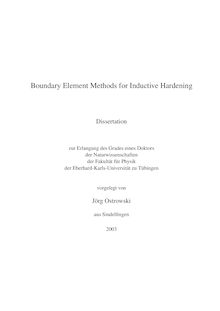 Boundary element methods for inductive hardening [Elektronische Ressource] / vorgelegt von Jörg Ostrowski