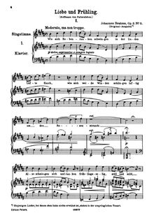 Partition No. 2: Liebe und Frühling I, 6 chansons, 6 Gesänge, Brahms, Johannes