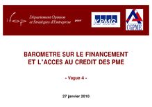    Baromètre KPMG-CGPME sur le financement et l accès au crédit   -  4ème baromètre > janvier 2010