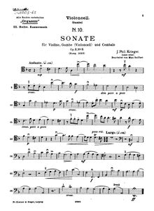 Partition viole de gambe / partition de violoncelle, 12 sonates pour violon, viole de gambe et Continuo