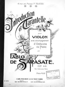 Partition de piano, Introduction et Tarantelle, Op.43 par Pablo de Sarasate