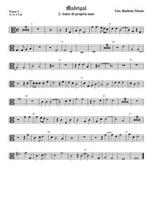 Partition ténor viole de gambe 2, alto clef, Madrigali a 5 voci, Libro 2 par Giovanni Battista Mosto par Giovanni Battista Mosto