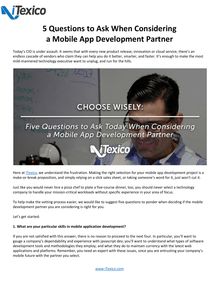 5 Questions to Ask When Considering a Mobile App Development Partner