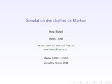 Simulation des chaînes de Markov suite