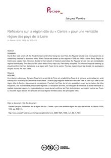 Réflexions sur la région dite du « Centre » pour une véritable région des pays de la Loire - article ; n°1 ; vol.60, pg 503-515
