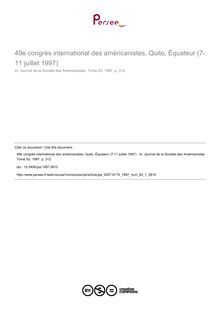 49e congrès international des américanistes, Quito, Équateur (7-11 juillet 1997)  - article ; n°1 ; vol.83, pg 312-312