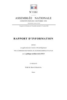 Rapport d information sur la politique tarifaire de la SNCF.