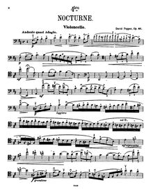 Partition de violoncelle, Nocturne No.4, B minor, Popper, David
