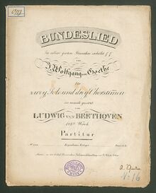 Partition complète, Bundeslied, In allen guten StundenSong of Fellowship par Ludwig van Beethoven