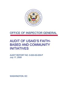 Audit of USAID’s Faith-Based and Community Initiatives