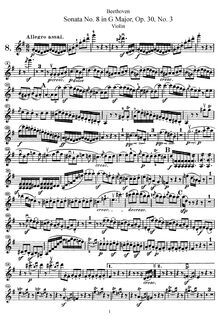 Partition de violon, violon Sonata No.8, Op.30 No.3, G Major