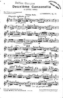 Partition violon Solo, A Little song, G Major, D Ambrosio, Alfredo