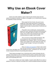 Why Use an Ebook Cover Maker?