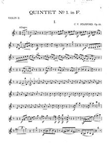 Partition violon 2, corde quintette No.1, Op.85, F Major, Stanford, Charles Villiers