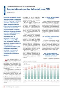 Les prestations sociales en Haute-Normandie en 2003 : Augmentation du nombre d'allocataires du RMI