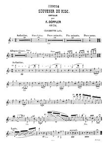 Partition Clochette (Handbell en C), Souvenir du Rigi, Op.34, Doppler, Franz
