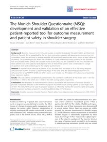The Munich Shoulder Questionnaire (MSQ): development and validation of an effective patient-reported tool for outcome measurement and patient safety in shoulder surgery