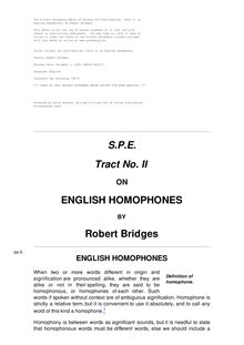 Society for Pure English, Tract 02 - On English Homophones