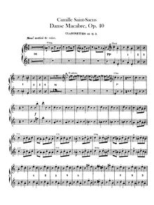 Partition clarinette 1/2 (B♭), Danse macabre, Op.40, Poème symphonique d après une poésie de Henri Cazalis