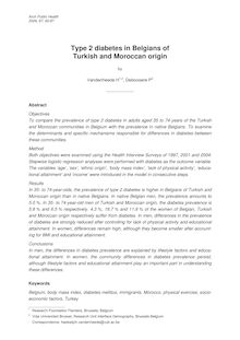 Type 2 diabetes in Belgians of Turkish and Moroccan origin