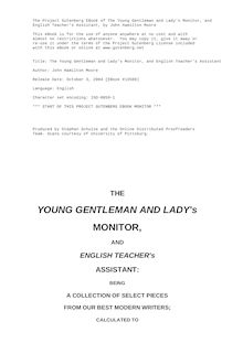 The Young Gentleman and Lady s Monitor, and English Teacher s Assistant