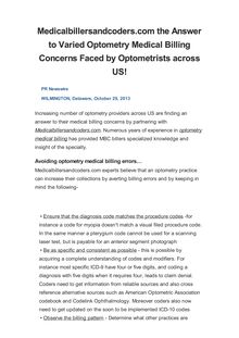 Medicalbillersandcoders.com the Answer to Varied Optometry Medical Billing Concerns Faced by Optometrists across US!