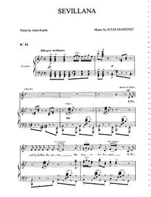 Partition complète (Bb Major: medium voix et piano), Sevillana