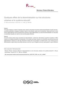 Quelques effets de la décentralisation sur les structures urbaines et le système éducatif.  - article ; n°3 ; vol.46, pg 595-604