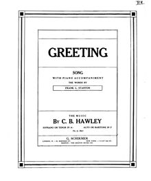 Partition complète, Greeting, A♭ major, Hawley, Charles Beach