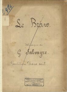Partition Color Covers, Le bravo, Opéra en quatre actes, Salvayre, Gaston