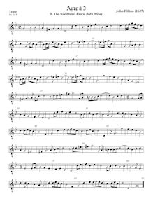 Partition ténor viole de gambe, octave aigu clef, Ayres ou Fa Las pour 3 voix par John Hilton