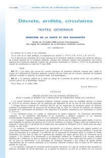Evaluation des pratiques, textes législatifs et réglementaires - Arrete 13072006 validatn fmc