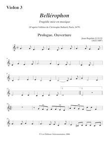 Partition violons III, Bellérophon, LWV 57, Lully, Jean-Baptiste