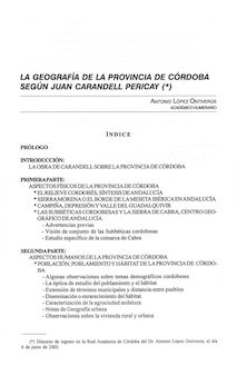 La geografía de la provincia de Córdoba según Juan Carandell Pericay