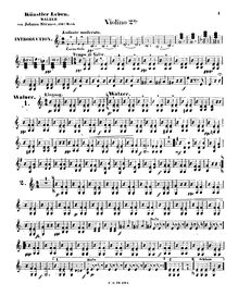 Partition violons II, Künstlerleben, Op.316, Artist s Life, Strauss Jr., Johann