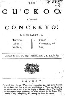Partition clavier , partie seulement, pour Cuckoo Concerto, G, Lampe, John Frederick