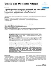 The identification of allergen proteins in sugar beet (Beta vulgaris) pollen causing occupational allergy in greenhouses