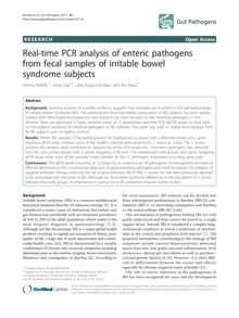Real-time PCR analysis of enteric pathogens from fecal samples of irritable bowel syndrome subjects