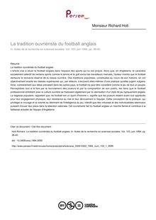 La tradition ouvriériste du football anglais - article ; n°1 ; vol.103, pg 36-40