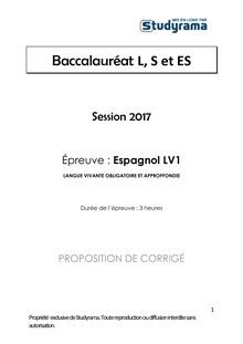 BAC CORRECTION ESPAGNOL LV1 L / ES / S 2017