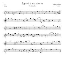 Partition ténor viole de gambe, octave aigu clef, Airs pour 3 violes de gambe (aigu, ténor, basse)
