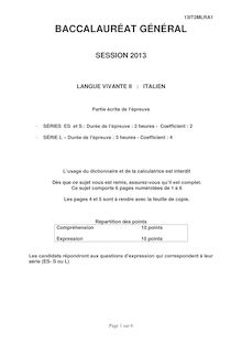 Sujet du bac serie ES 2013: Italien LV2