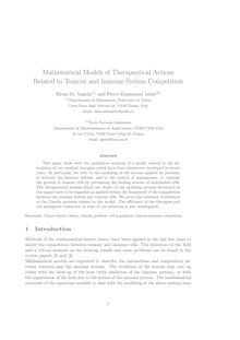 Mathematical Models of Therapeutical Actions Related to Tumour and Immune System Competition